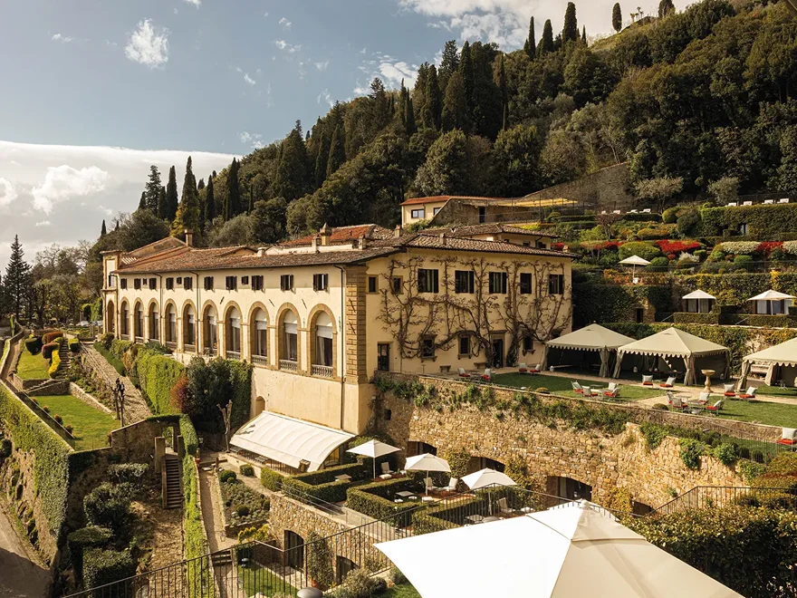 Terraced gardens and olive groves on the hillside above Florence