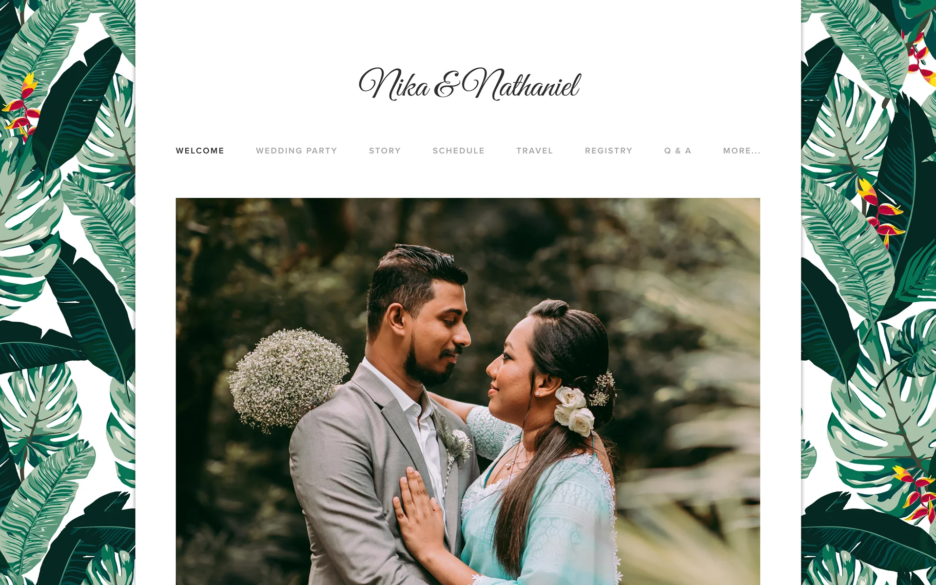 Palm Leaves wedding website template