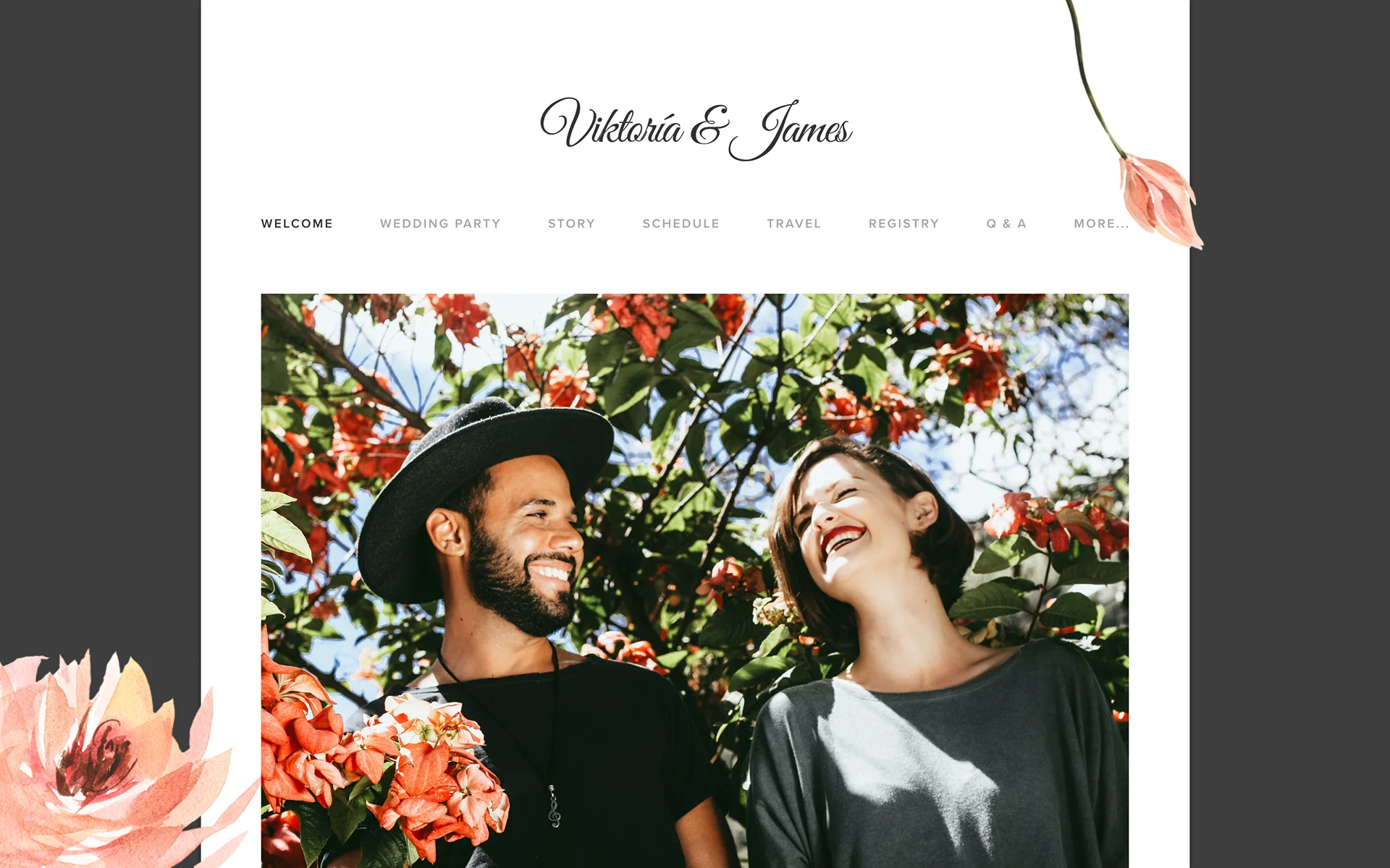 Tropical Blossom wedding website template