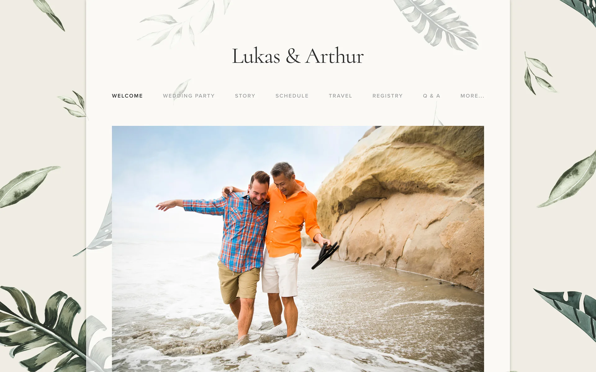 Tropical Botanical wedding website template