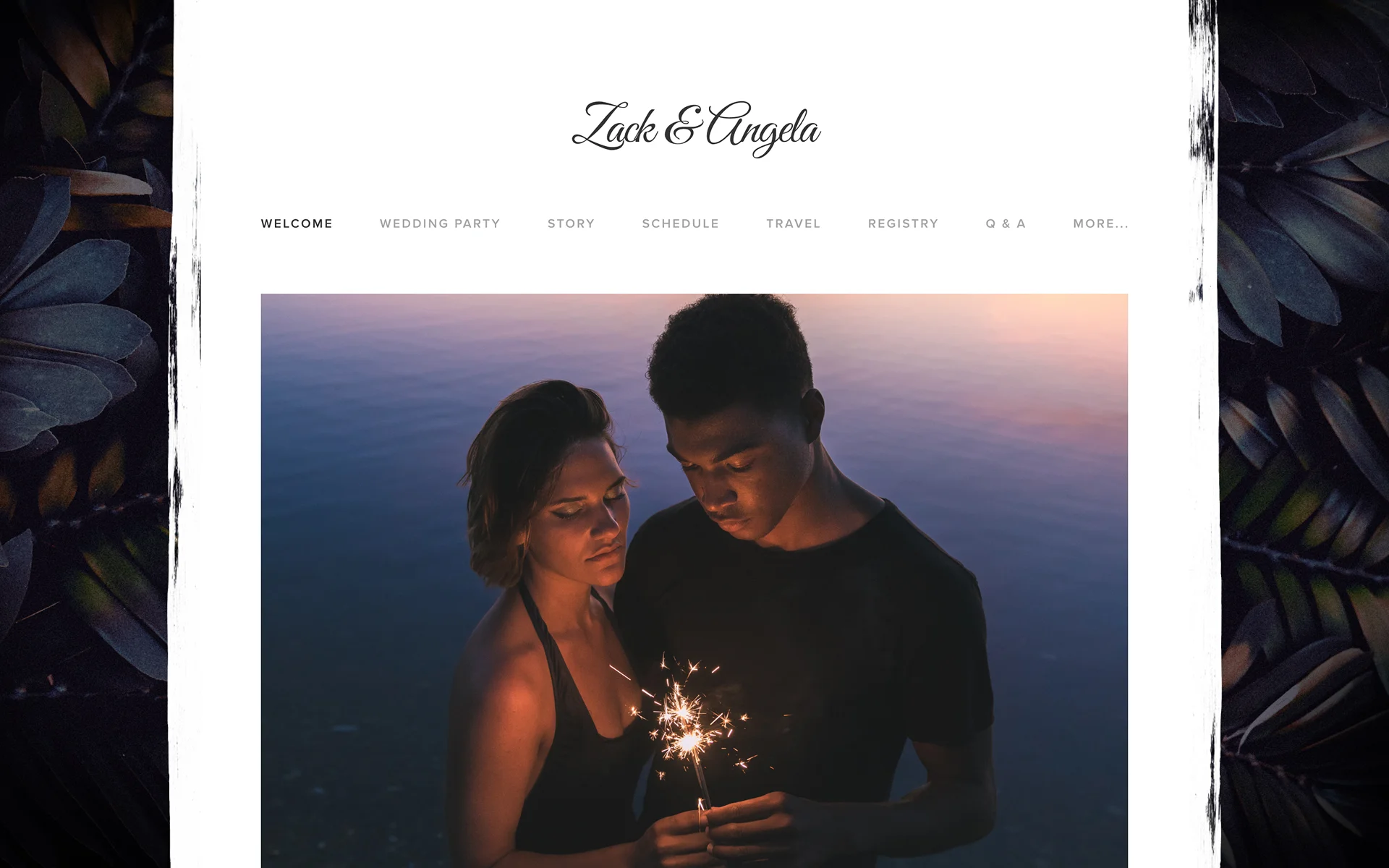 Tropical Dusk wedding website template