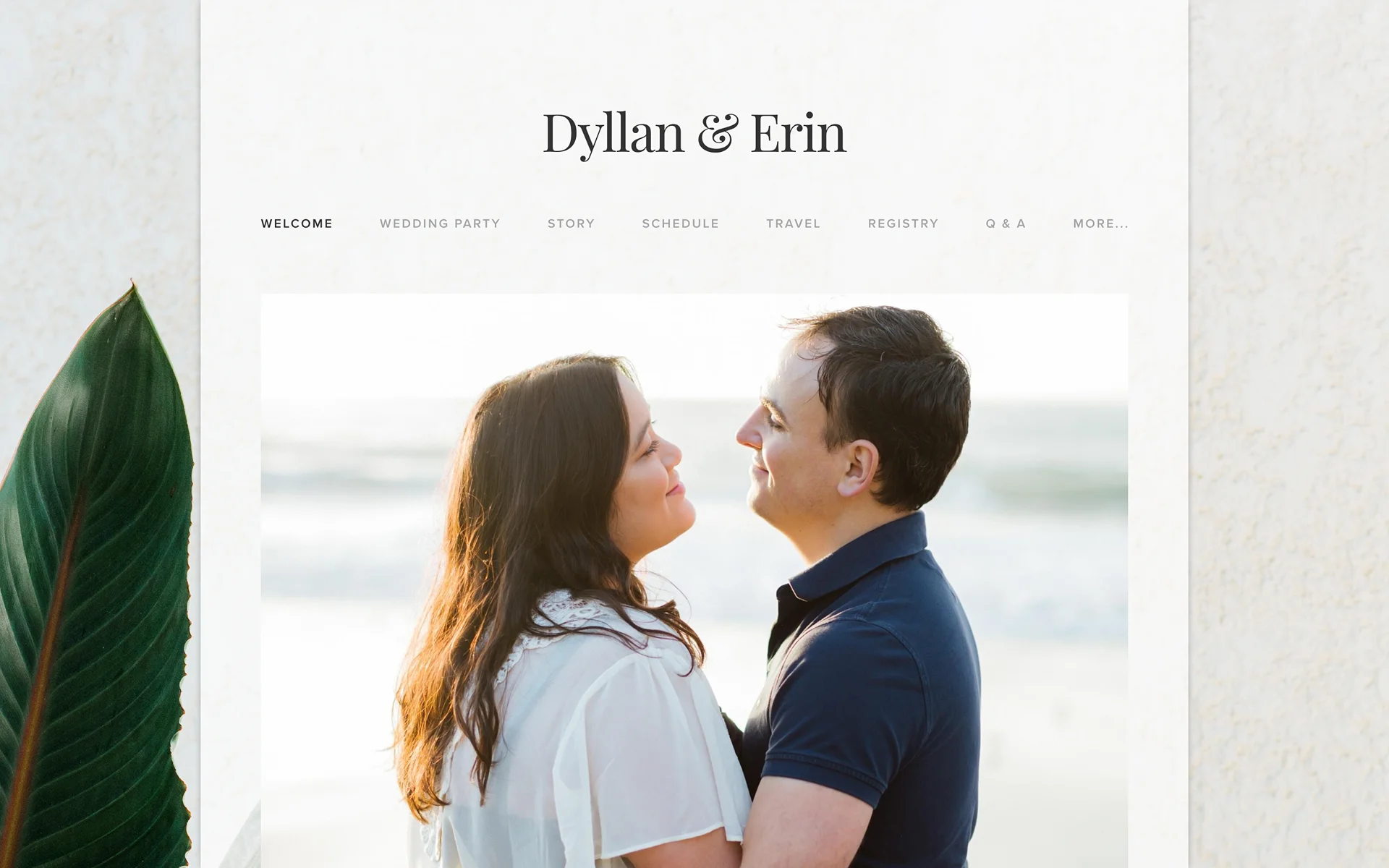 Tropical Leaves wedding website template