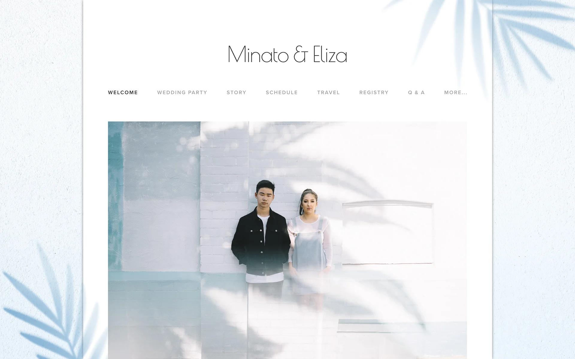 Tropical Shadows wedding website template