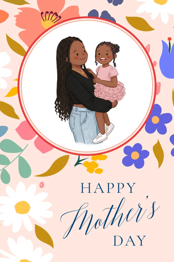 Happy Mother's Day, petals circle frame
