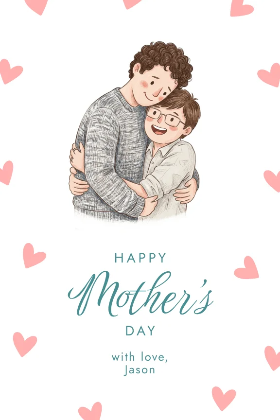 Happy Mother's Day, simple pink hearts