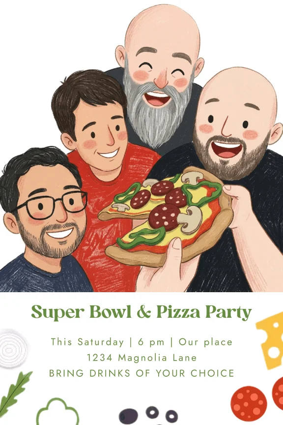 Super Bowl & Pizza Party invitation