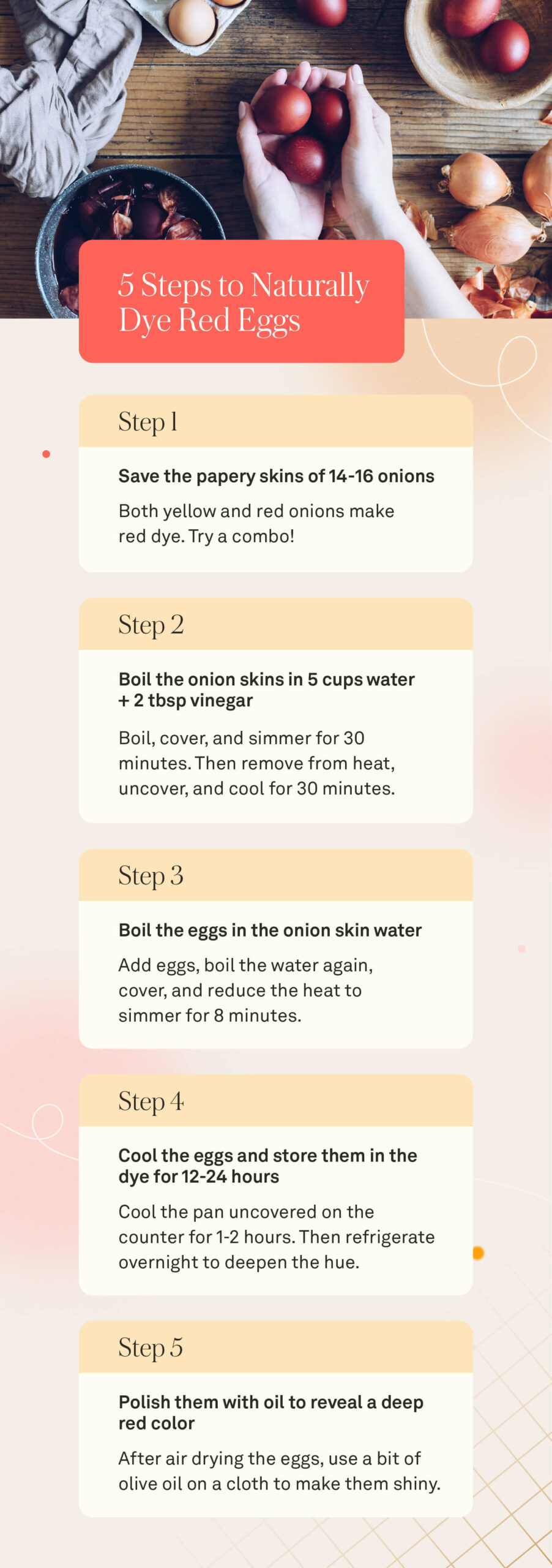 5-step instructions for naturally dying eggs red