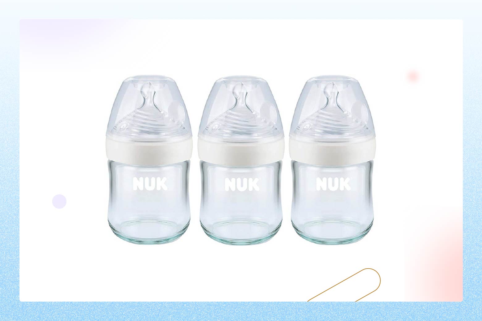Product photo of three NUK Simply Natural Glass Baby Bottles