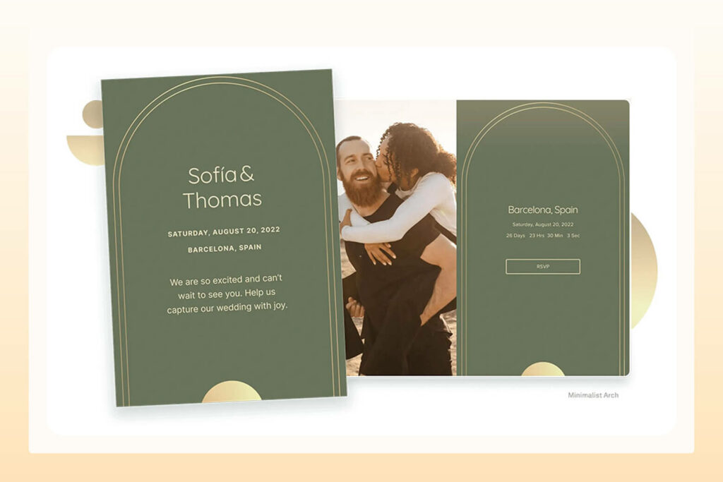 example of Joy’s printable wedding invitations with RSVP card