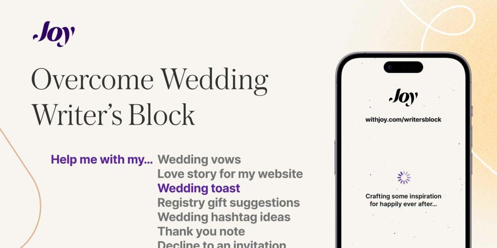How to write wedding vows with Joy's Writer's Block Assistant