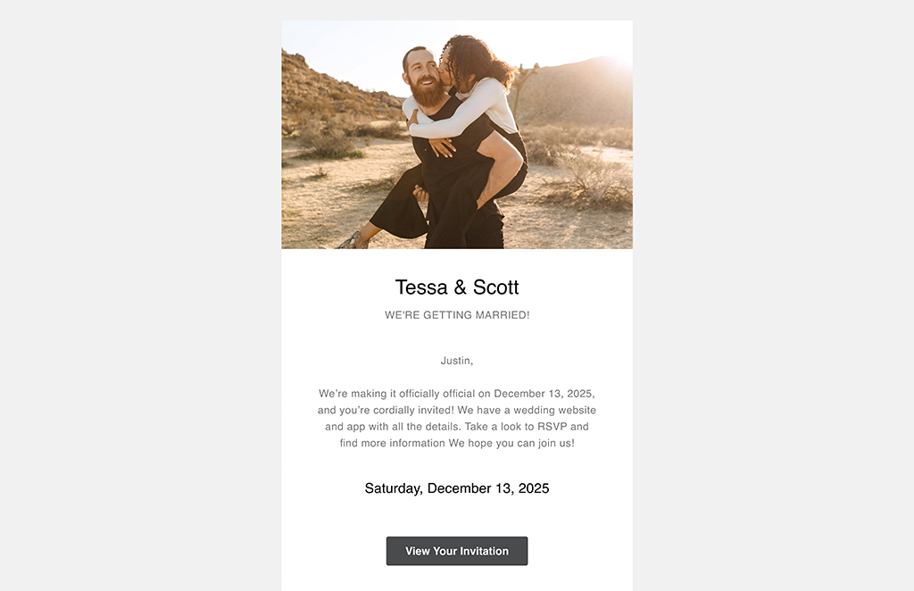 wording for wedding invitation email