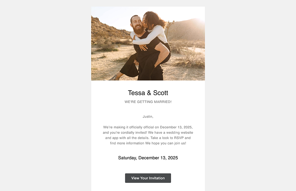 wedding invitation email sample