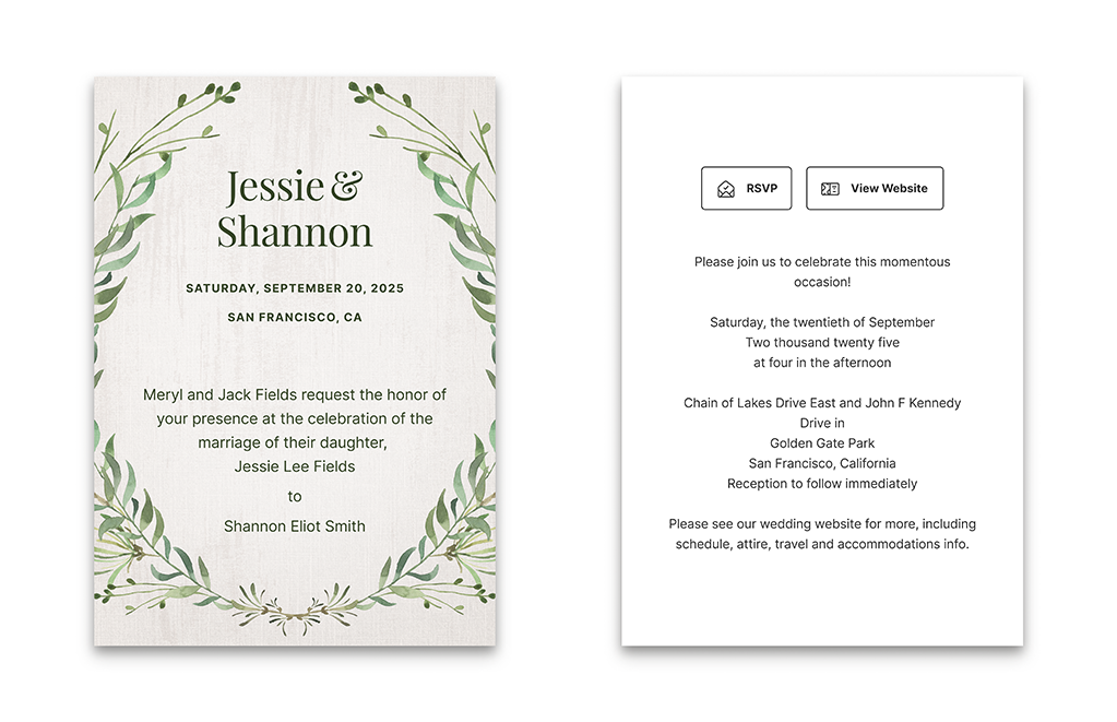 e-card invitation wording