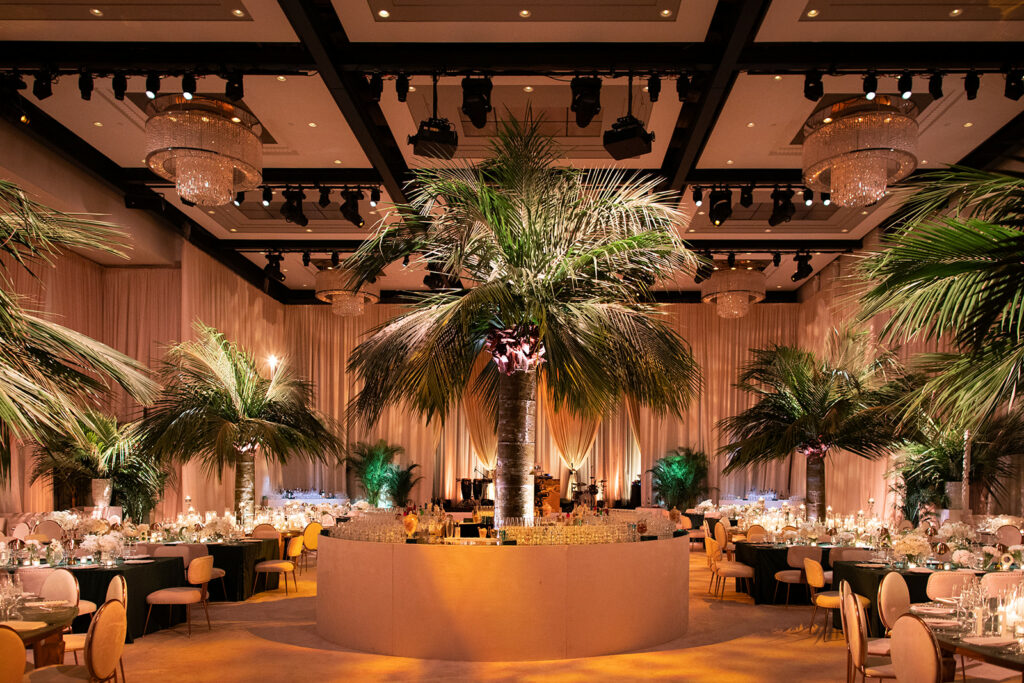 palm tree bar indoors wedding at ziegfeld ballroom