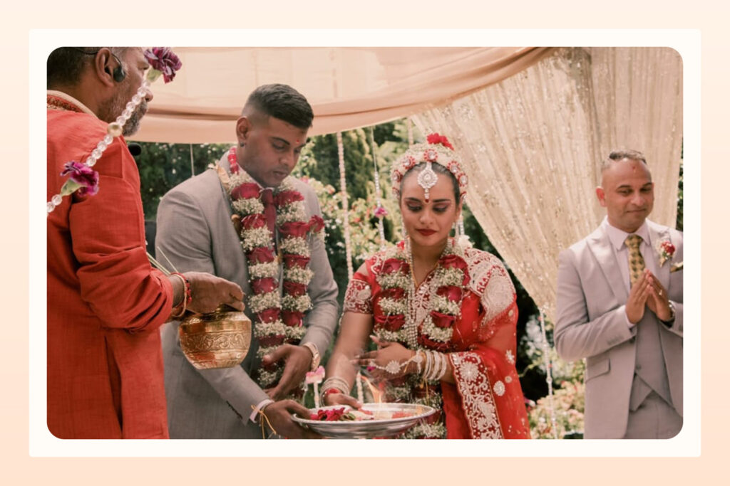 Indian couple in a traditional hindu wedding ceremony 