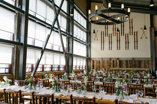 table settings for a wedding reception in the zephyr lodge at northstar california