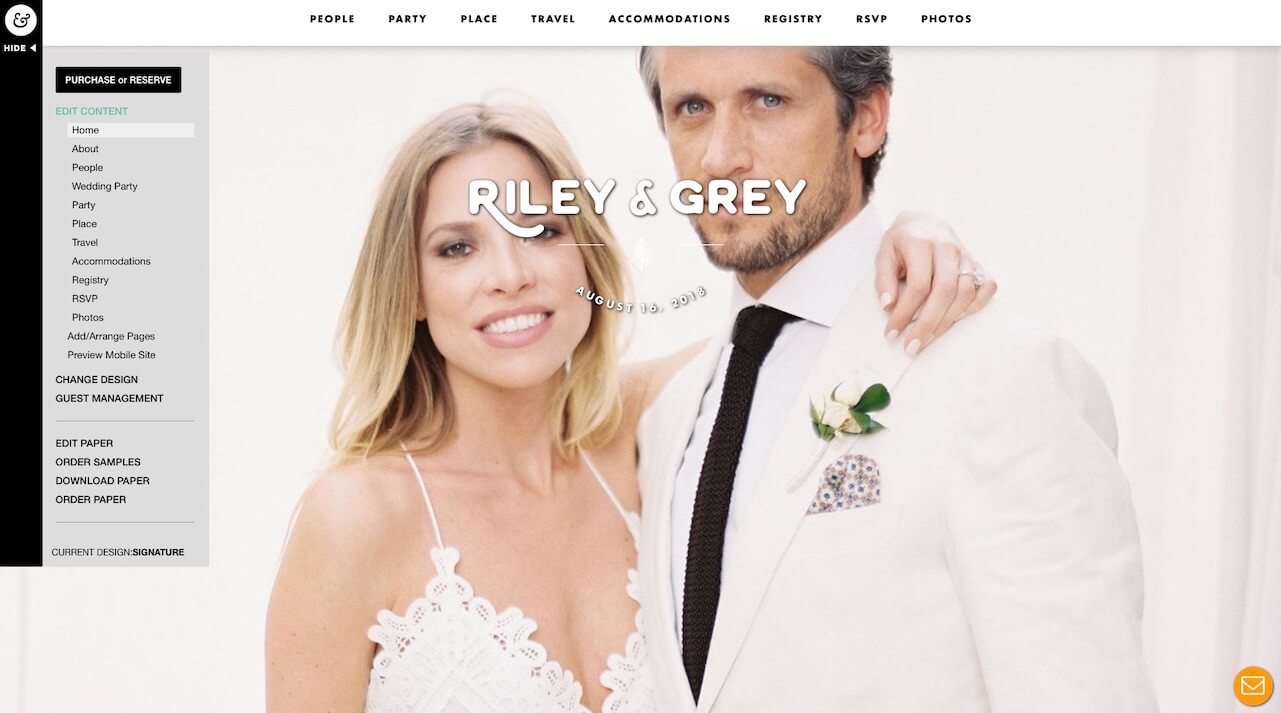 riley and grey wedding website