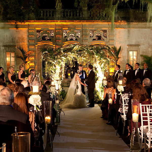 Twinkle lights tent canopy at the Vizcaya Museum and Gardens