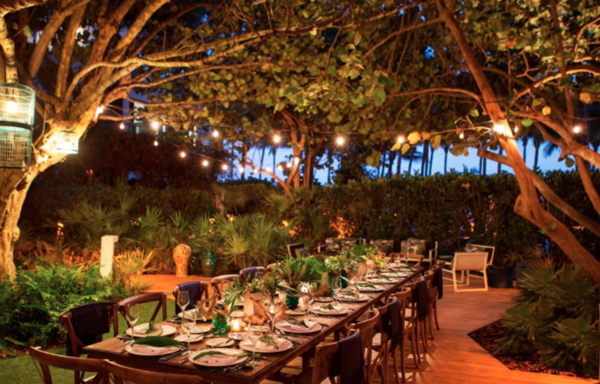 Twinkle lights tent canopy at the Vizcaya Museum and Gardens