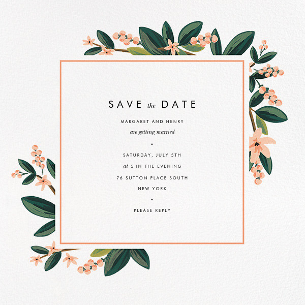 Botanical save the date ideas white background