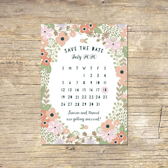 Floral save the date calendar idea