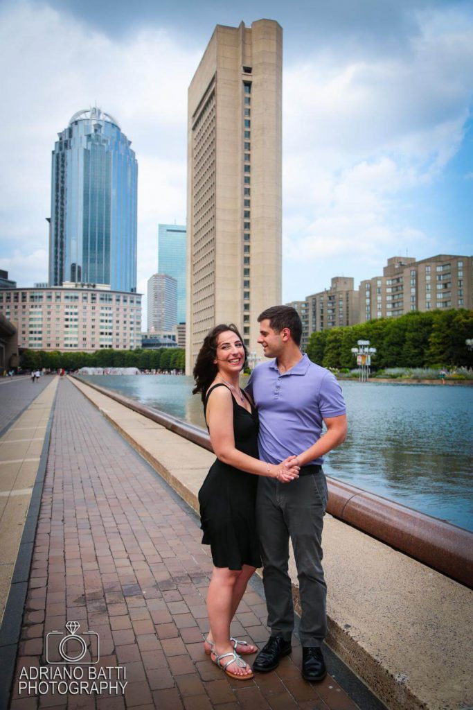 christian science plaza reflecting pool engagement photos boston