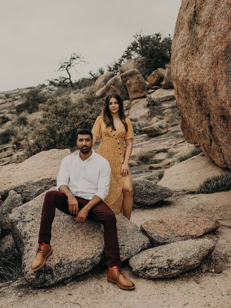 enchanted rock engagement photo austin