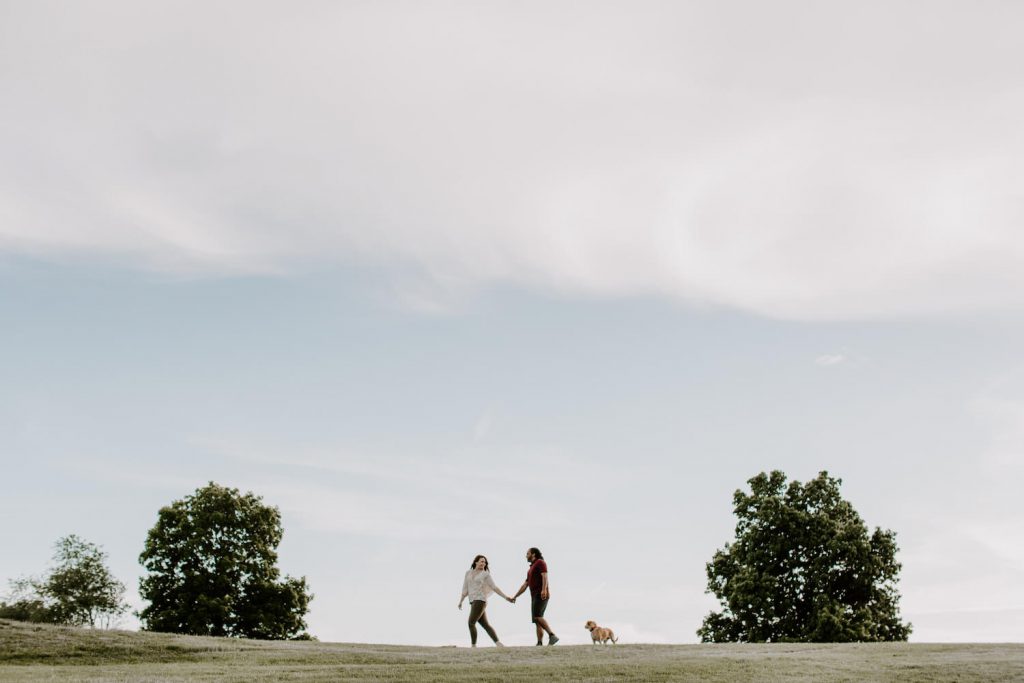 time your shoot to sunset summer engagement photo idea