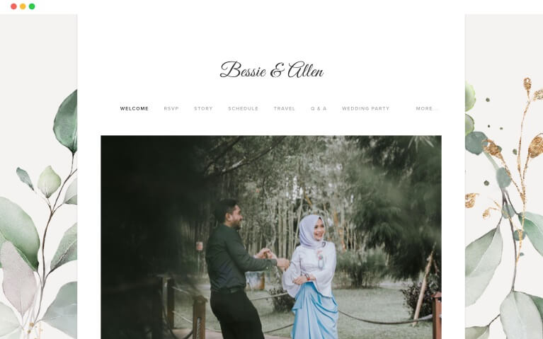 bohemian eucalyptus winter wedding website templates
