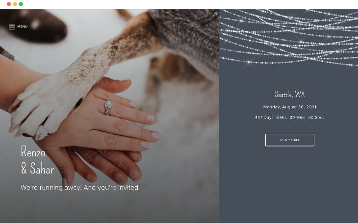 strung in love winter wedding website templates