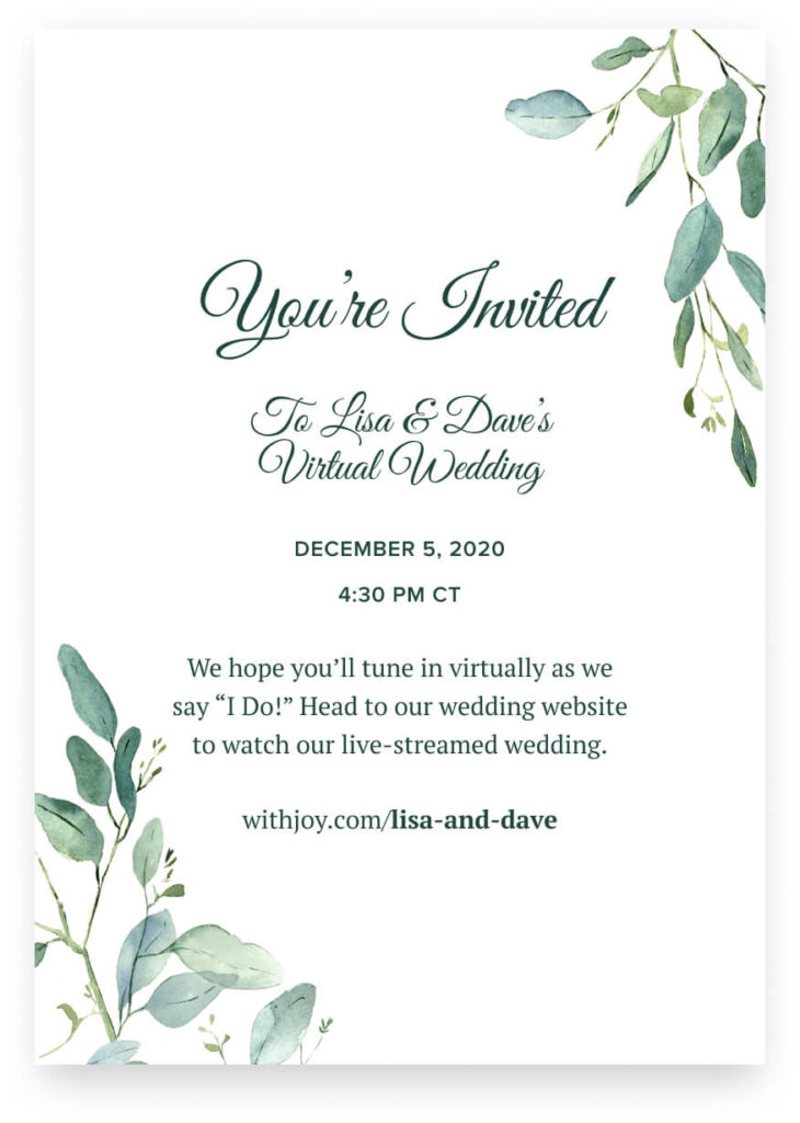 virtual wedding invitation example