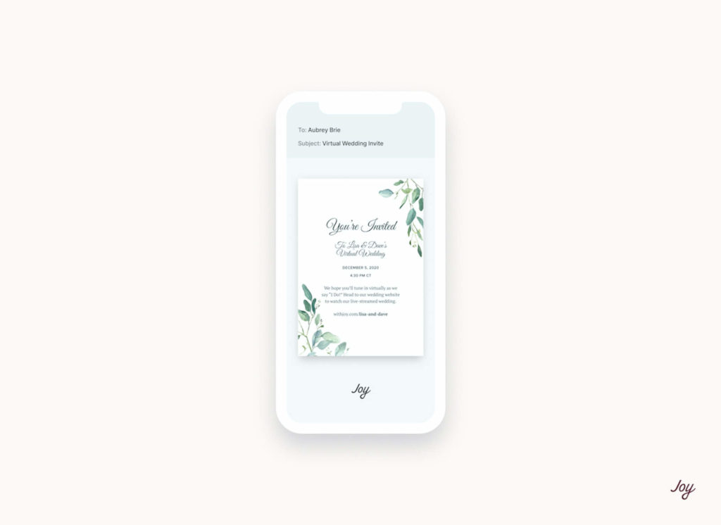 digital wedding invitation on mobile