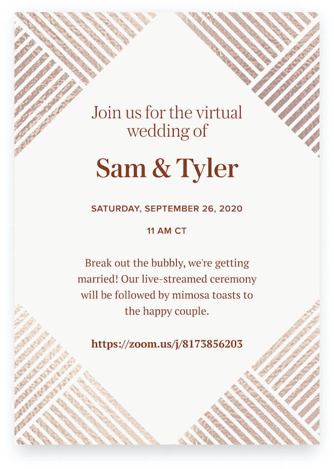 virtual wedding invitation example