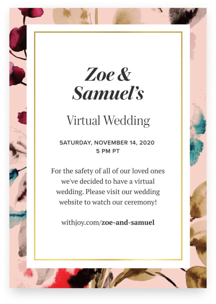 virtual wedding invite example