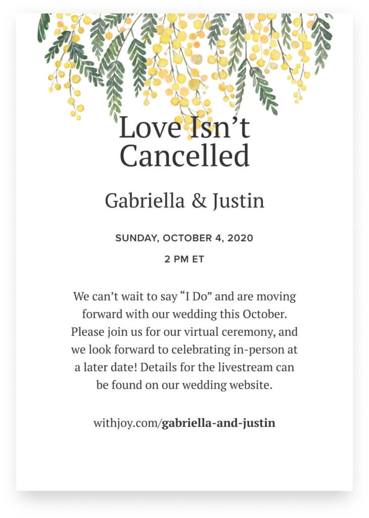 invitation example for virtual wedding