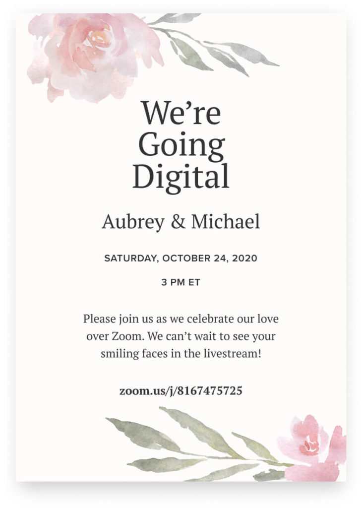 digital invitation for virtual wedding