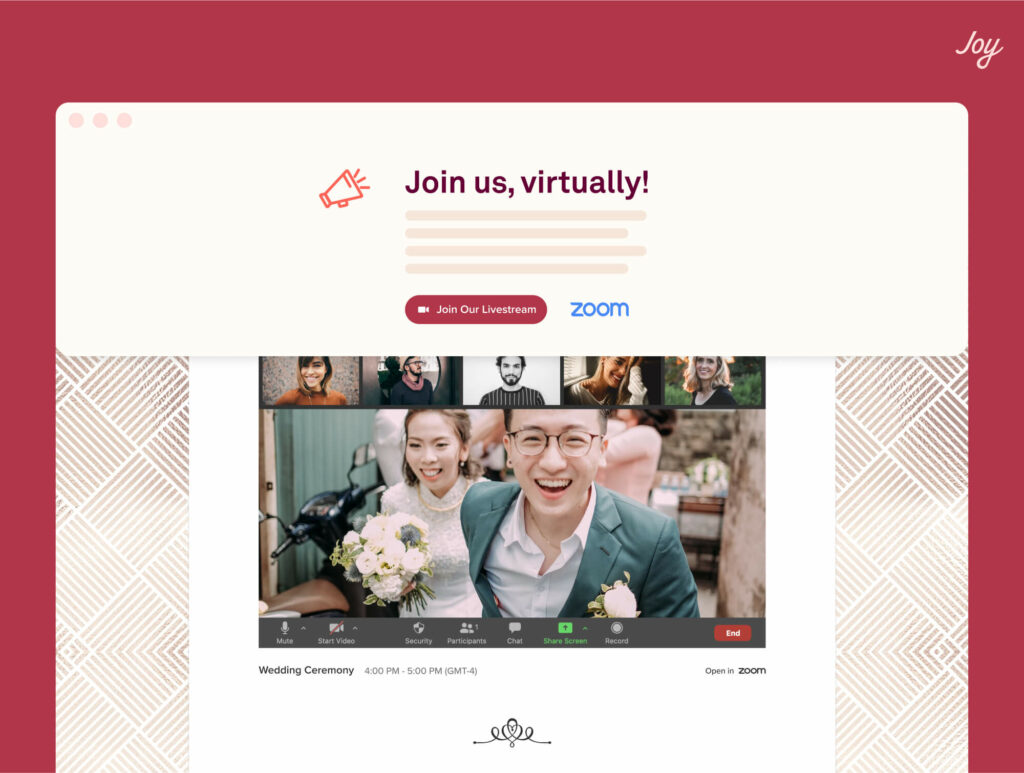 Virtual wedding website