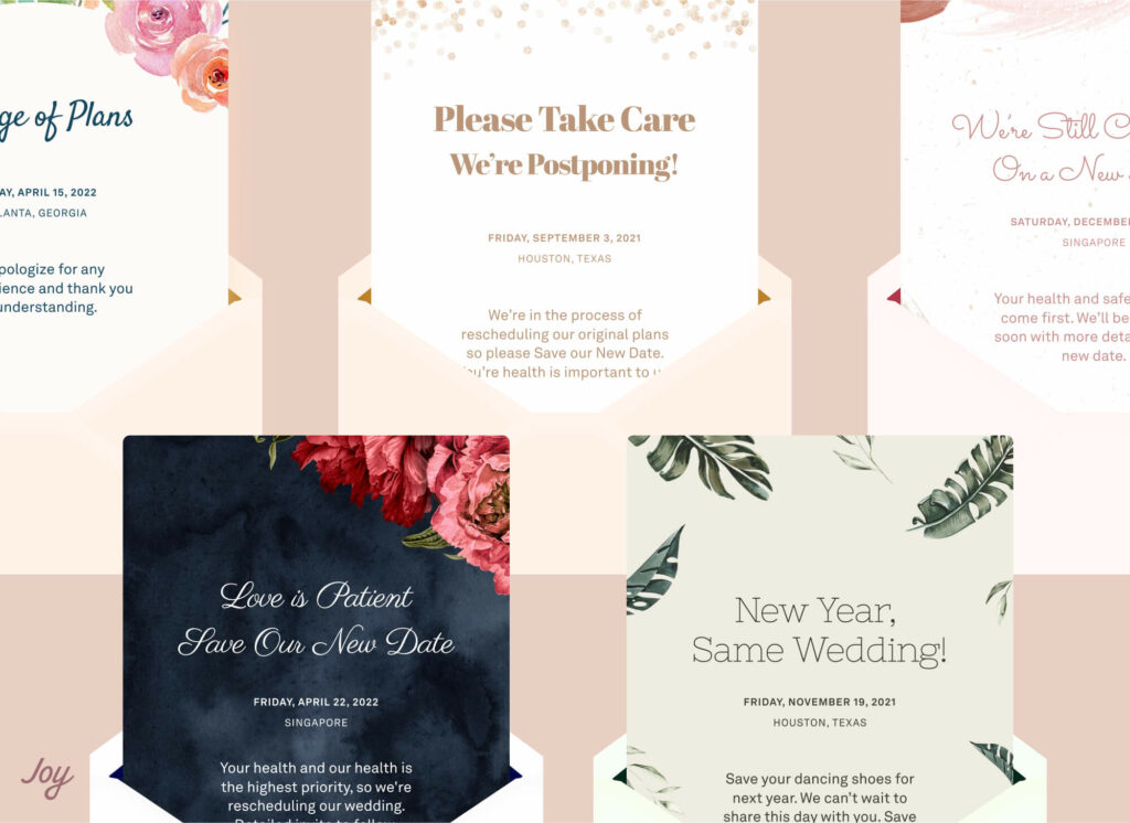 Virtual wedding invitations