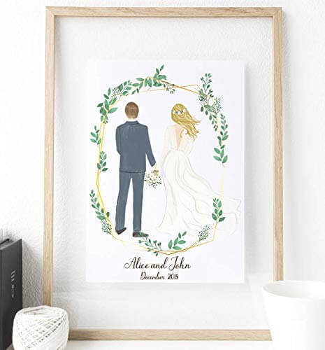 Funny Wedding Gift for Couple, Custom Bride Groom Portrait