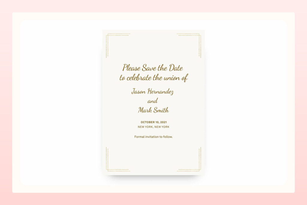 Example “please save-the-date” template design from Joy