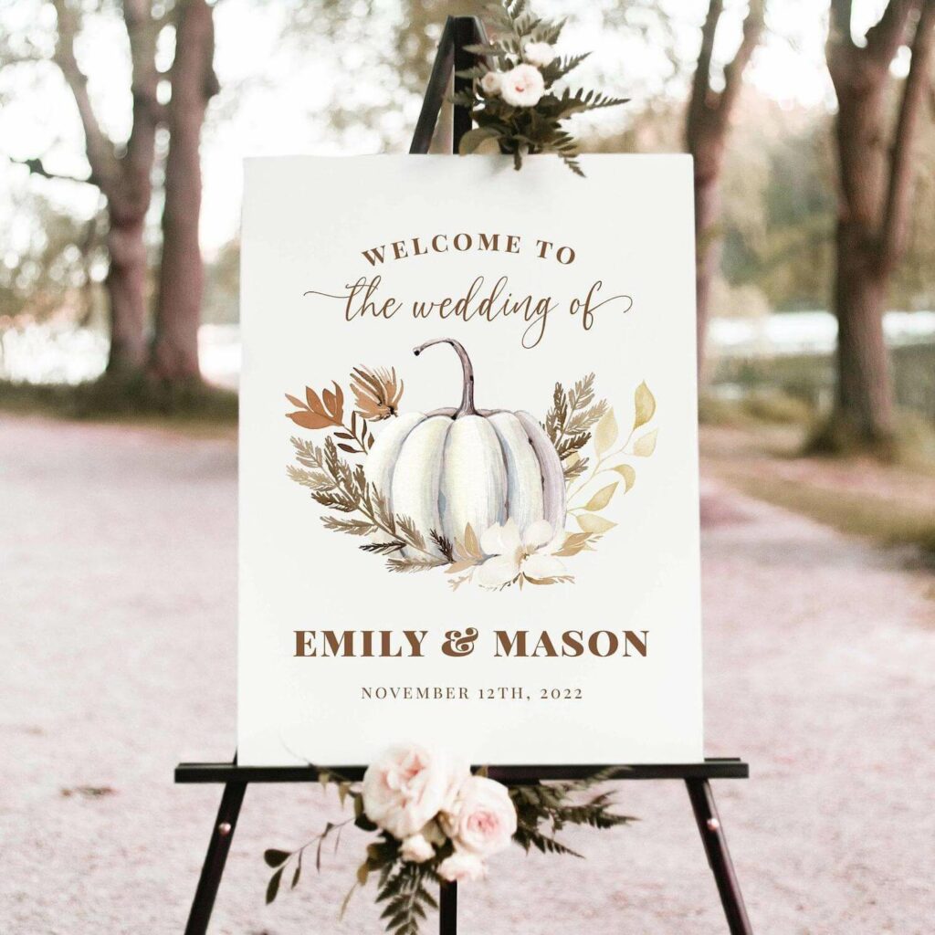 Autumn Vintage Welcome To Our Wedding Personalised Wedding Sign 