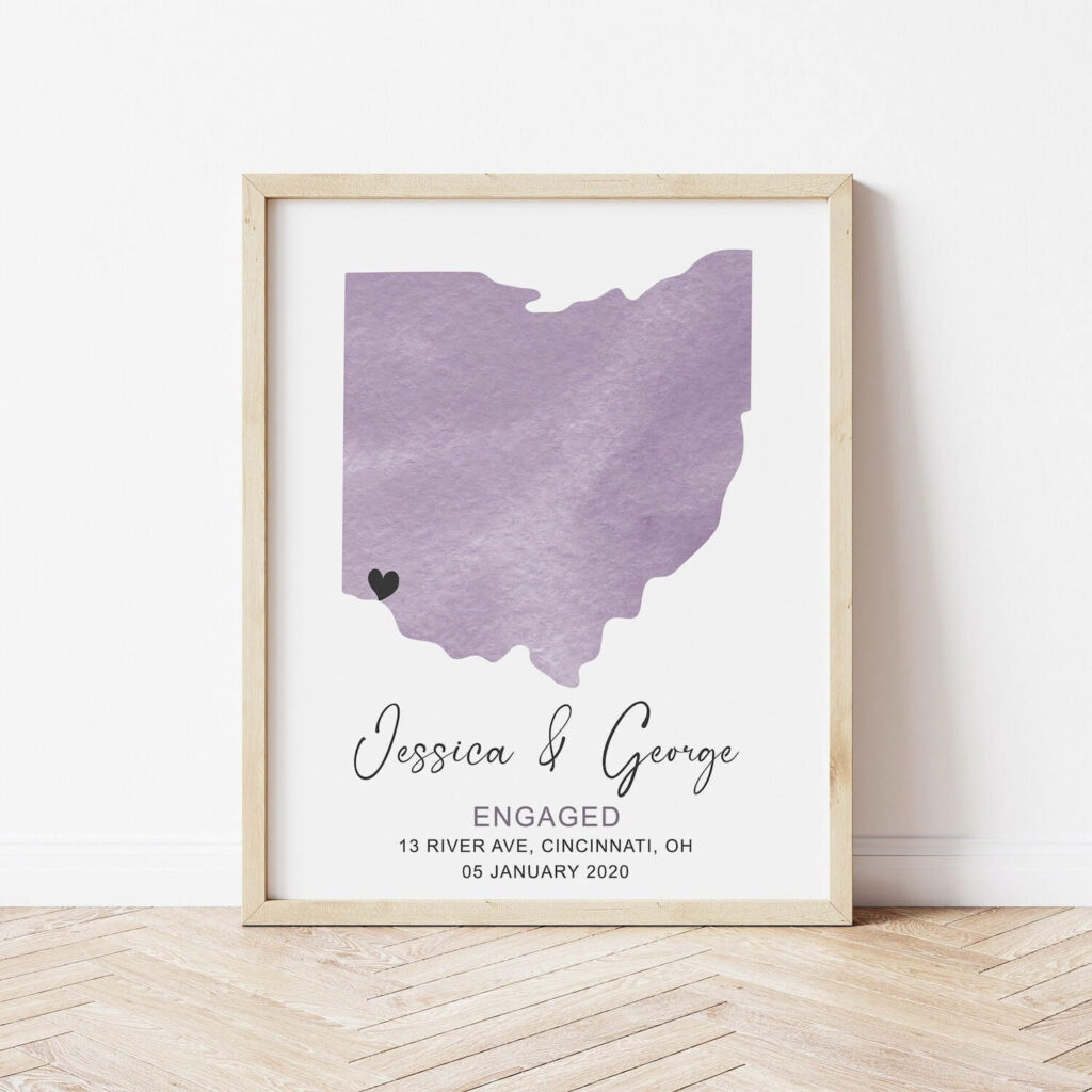 the heart marks the spot with this map print engagement gifts for couples