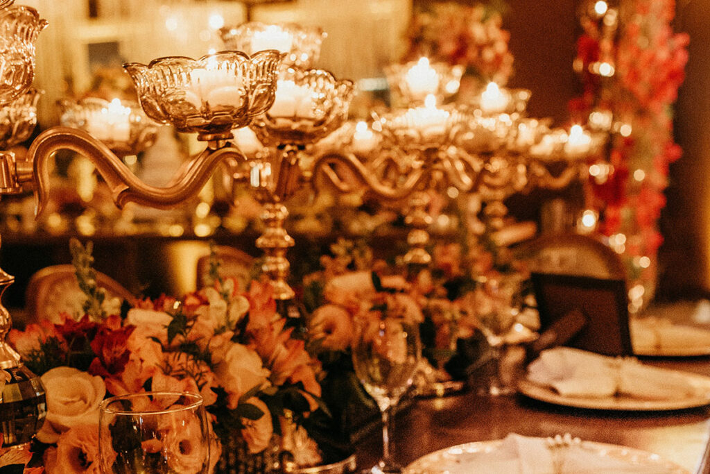 Whimsical vintage candelabra wedding lighting