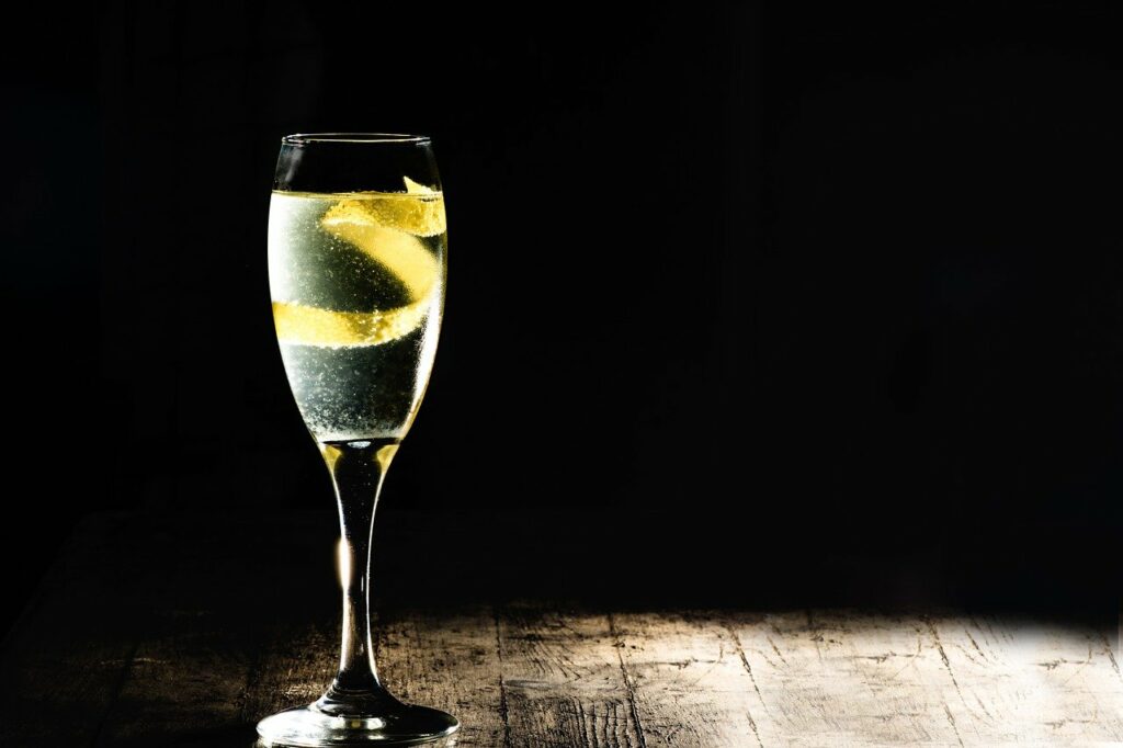 French 75 with citrus garnish