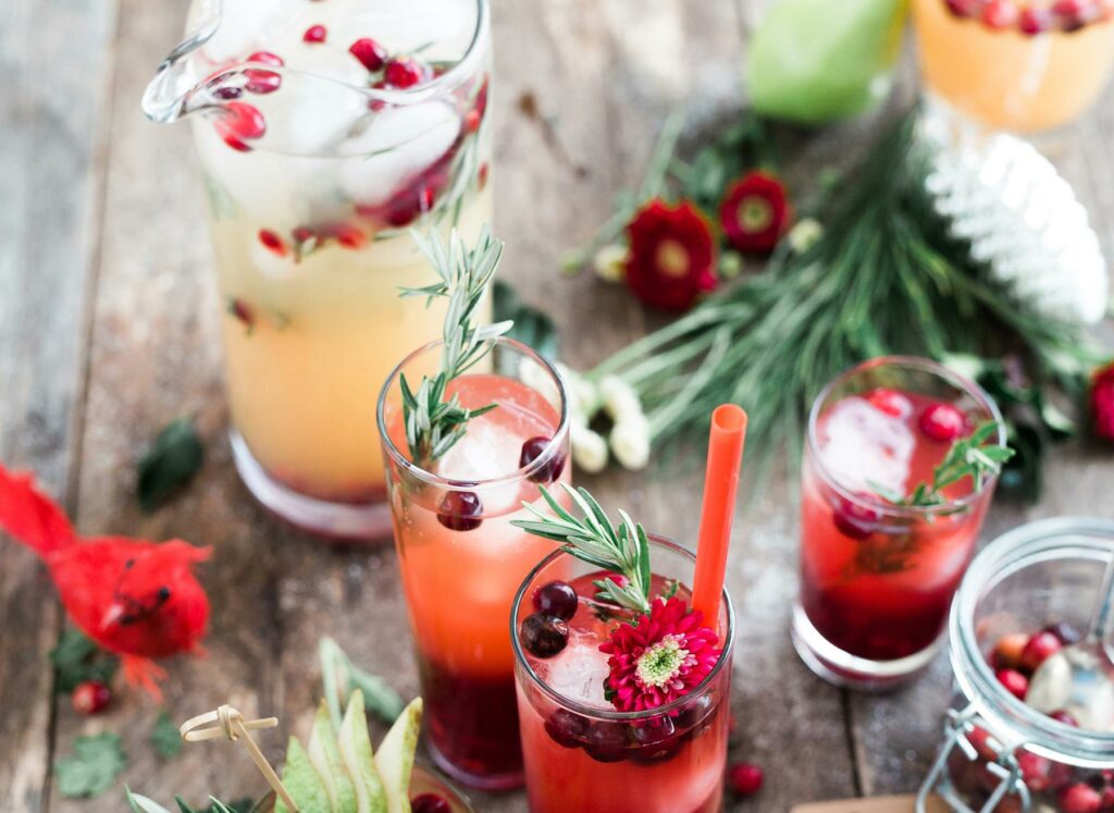 cranberry punch on table