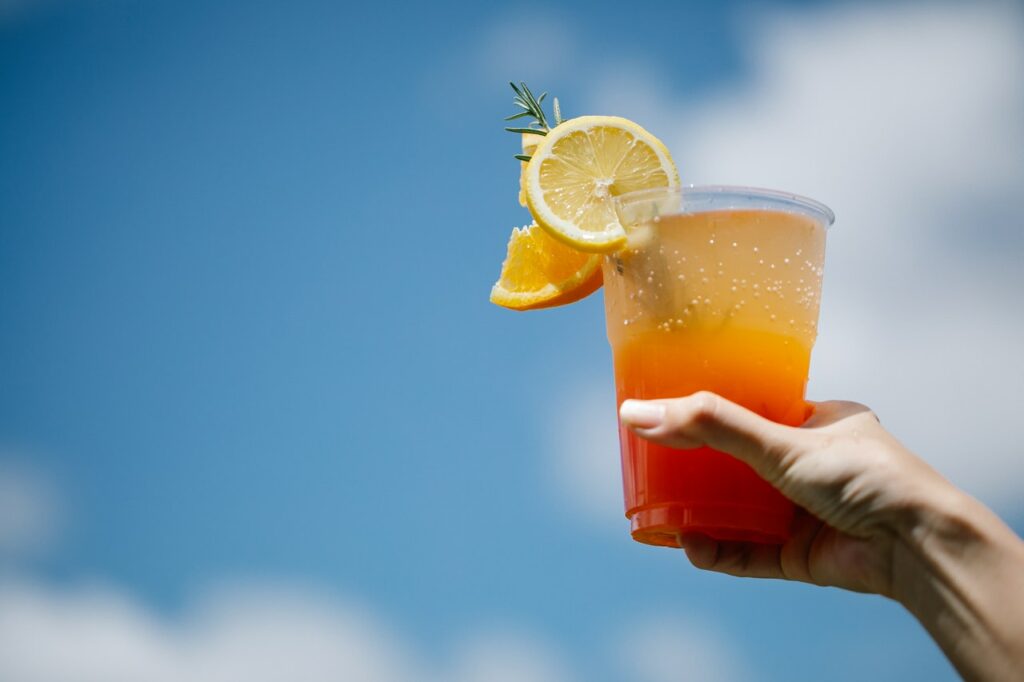 Sunrise mocktail with a citrus garnish