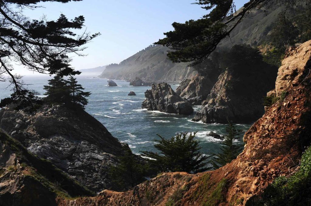 Rock features on the coast in Big Sur