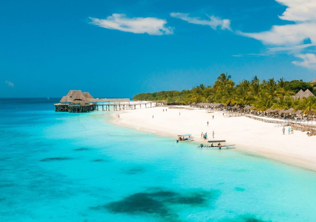 A white sand beach on Zanzibar