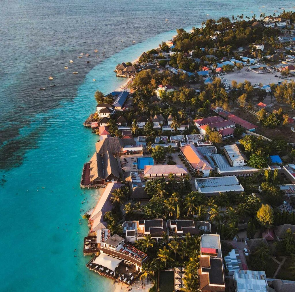 An aerial view of Nungwi on Zanzibar Island