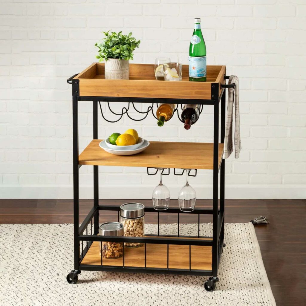 Best Bar Cart: Honey-Can-Do Industrial Rolling Bar Cart with Removable Serving Tray